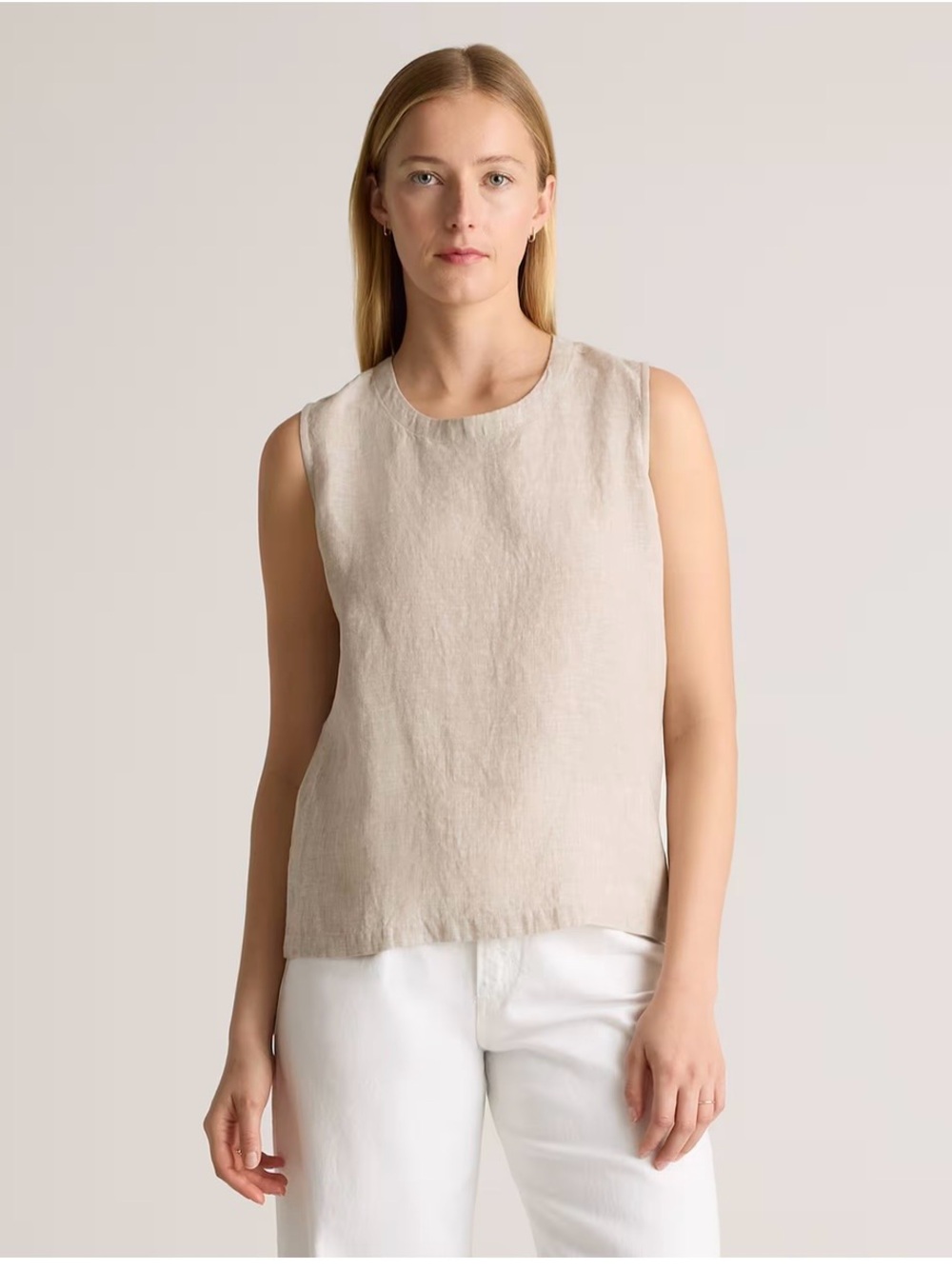 Quince Women’s Neutral Beige European Linen Sleeveless Tank Top Sz L
